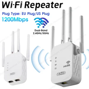 Dual-Band 2.4G 5G WiFi Repeater Signal Booster WiFi Extender
