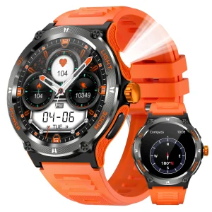 Smart Watch 3ATM Waterproof 1.53" KT76 Men Sport LED Flashlight