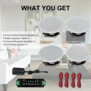 Herdio 6.5" Bluetooth Ceiling Speakers For Indoor Home Theater
