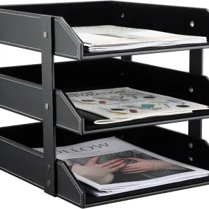 Leather Paper Organizer Tray